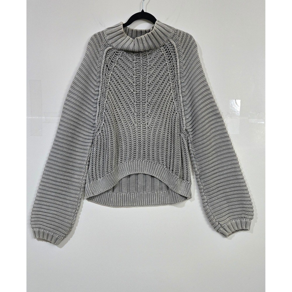 Free People My Only Sunshine Sweater Large Chunky Knit Boho Mock Neck Oversized